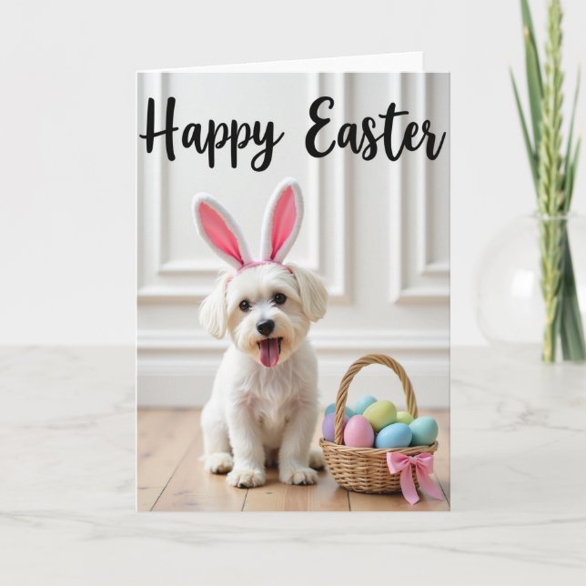 Cute Puppy Easter Scene Card (Front)