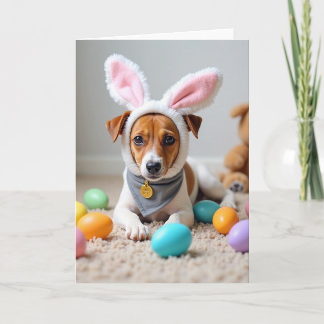Cute Puppy Easter Wishes Card (Front)