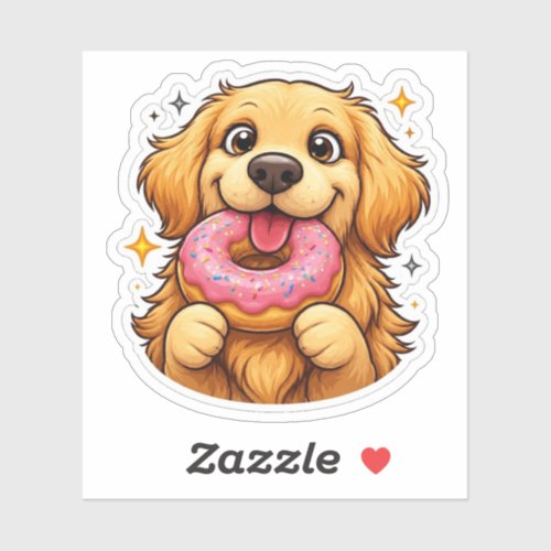 Cute Puppy Eating Donut Sticker