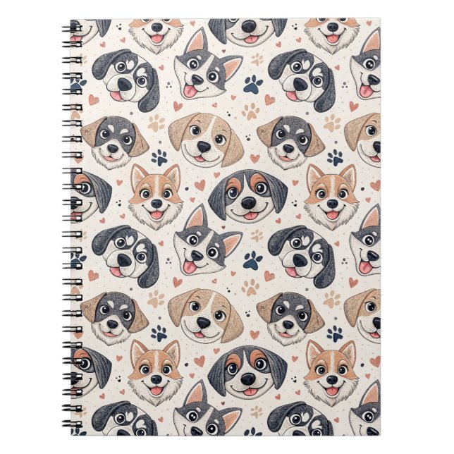 Cute Puppy Face Pattern Kids Design for Dog Lovers Notebook (Front)