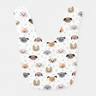 Cute Puppy Faces All Over Print Baby Bib