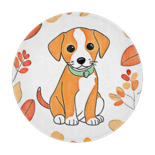 Cute Puppy Fall Artwork Cutting Board