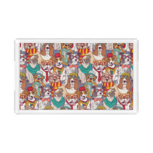 Cute Puppy Fashion Pattern Acrylic Tray