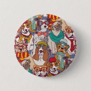 Cute Puppy Fashion Pattern Button