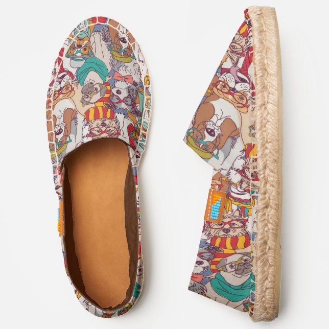 Cute Puppy Fashion Pattern Espadrilles (Side)