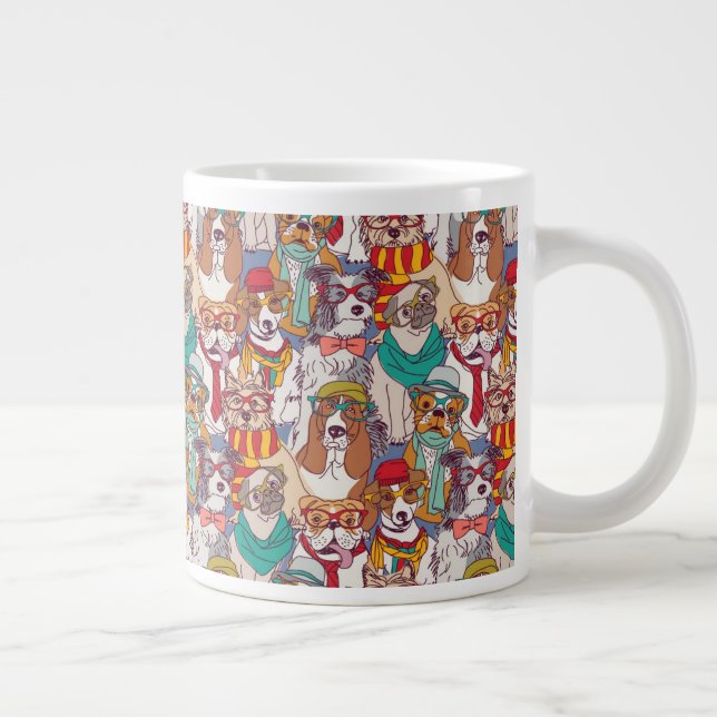 Cute Puppy Fashion Pattern Giant Coffee Mug (Right)