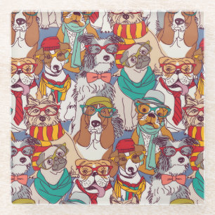 Cute Puppy Fashion Pattern Glass Coaster