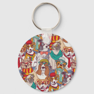 Cute Puppy Fashion Pattern Keychain