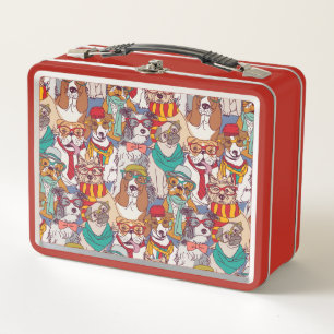Cute Puppy Fashion Pattern Metal Lunch Box