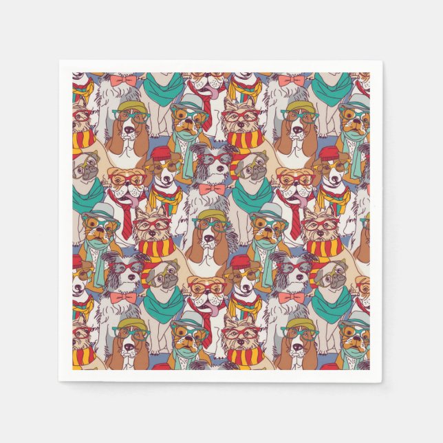 Cute Puppy Fashion Pattern Napkins (Front)
