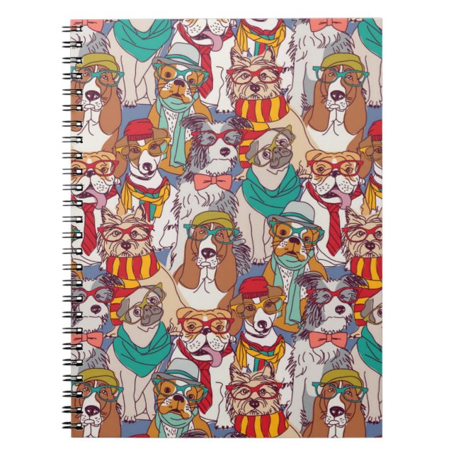 Cute Puppy Fashion Pattern Notebook (Front)