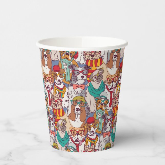Cute Puppy Fashion Pattern Paper Cups (Left)