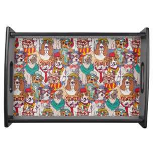Cute Puppy Fashion Pattern Serving Tray