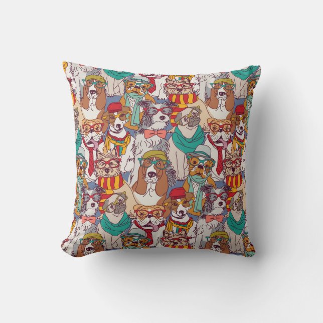 Cute Puppy Fashion Pattern Throw Pillow (Front)