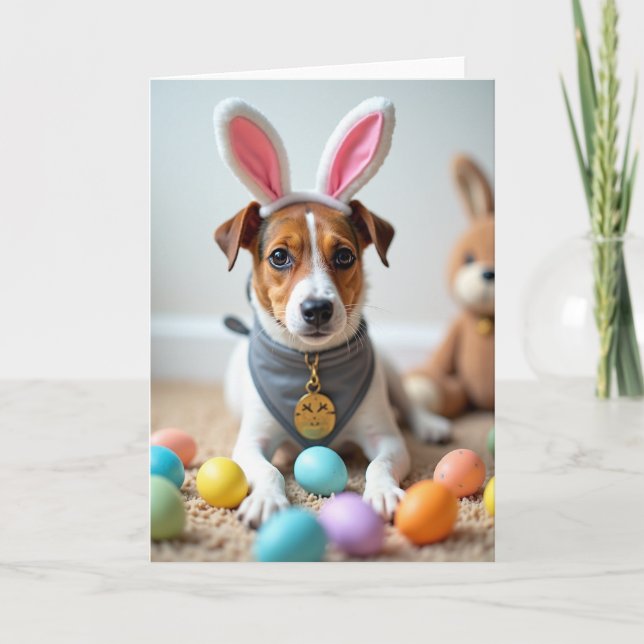 Cute Puppy Festive Spring Card (Front)