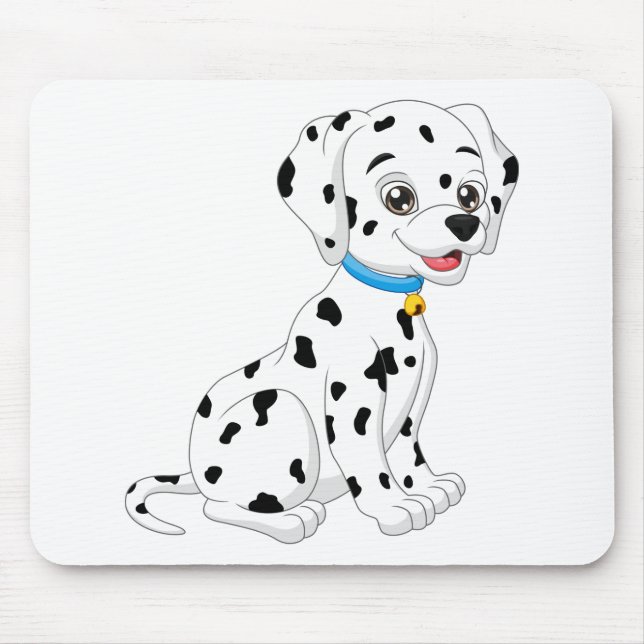 Cute Puppy Fire Dog Black White Cartoon Dalmatian Mouse Pad (Front)