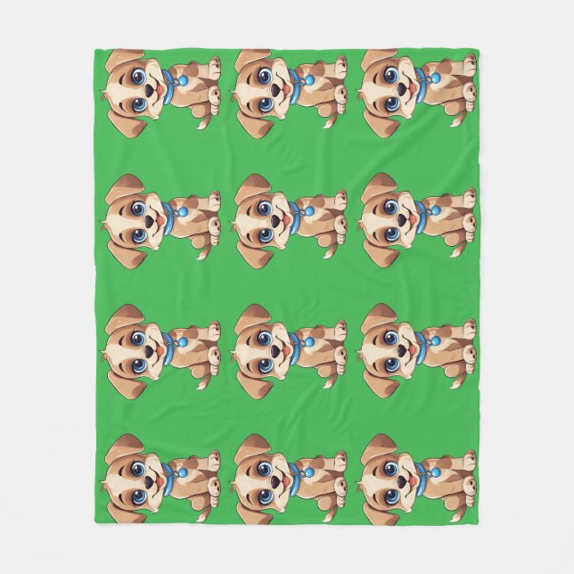 Cute Puppy Fleece Blanket (Front)
