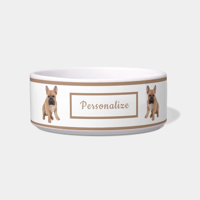 Cute Puppy French Bulldog Pet Personalized Gift Bowl (Front)