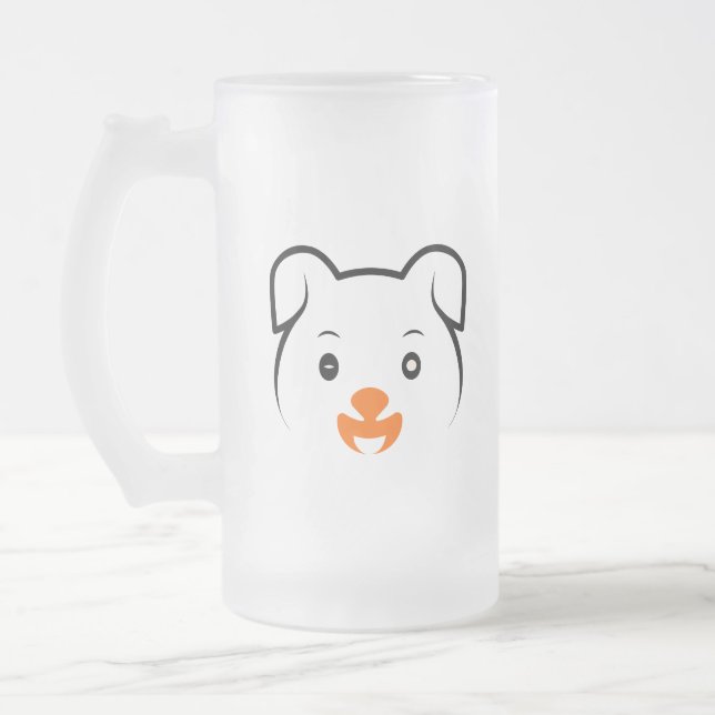 Cute Puppy Frosted Glass Beer Mug (Left)