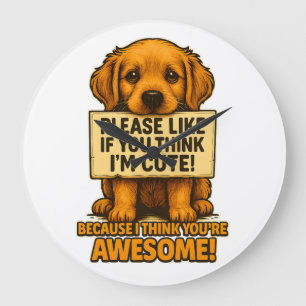 Cute Puppy, Funny Dog Lover Quote Large Clock