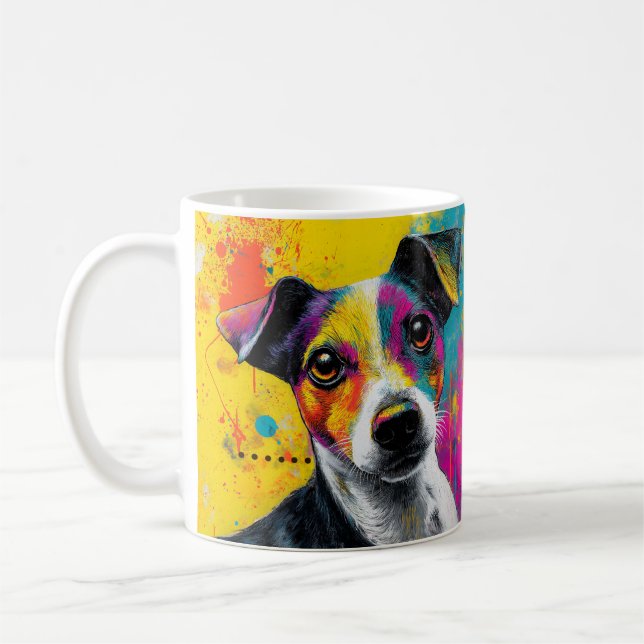 Cute Puppy Funny Dog Mixed Media Animal Pet Coffee Mug (Left)