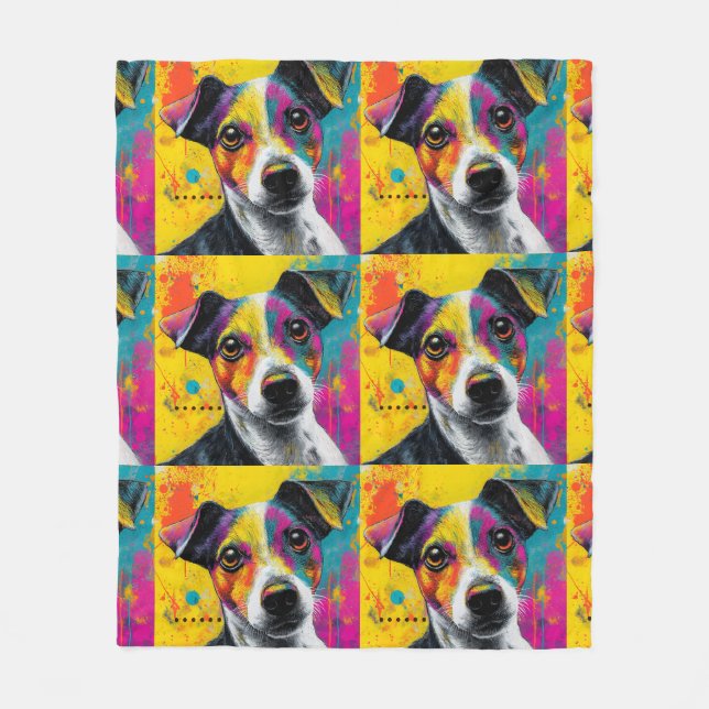 Cute Puppy Funny Dog Mixed Media Animal Pet Fleece Blanket (Front)