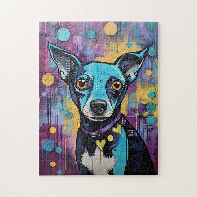 Cute Puppy Funny Dog Mixed Media Animal Pet Jigsaw Puzzle (Vertical)