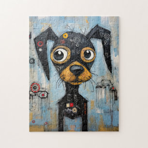 Cute Puppy Funny Dog Mixed Media Animal Pet Jigsaw Puzzle