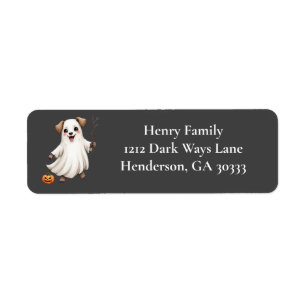 Cute Puppy Ghost Halloween Label