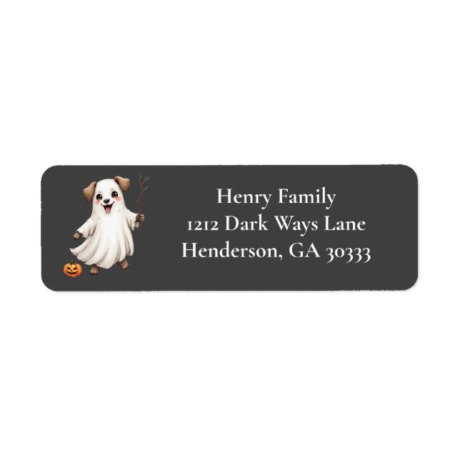 Cute Puppy Ghost Halloween Label (Front)