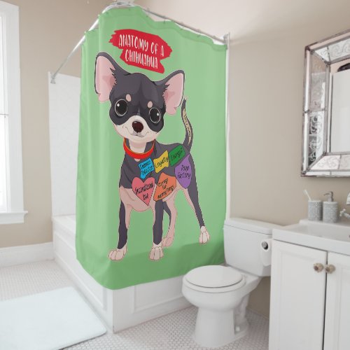 Cute Puppy Gift Anatomy Of A Chihuahua  Shower Curtain