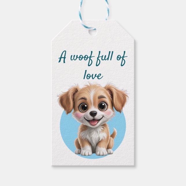 Cute Puppy Gift Tag with Custom Text (Front)