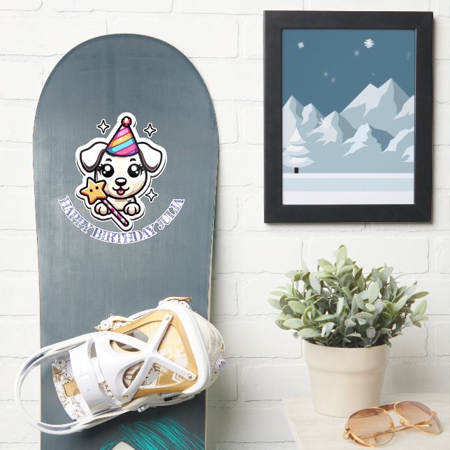 Cute Puppy girl name Happy birthday  Sticker (Snowboard)
