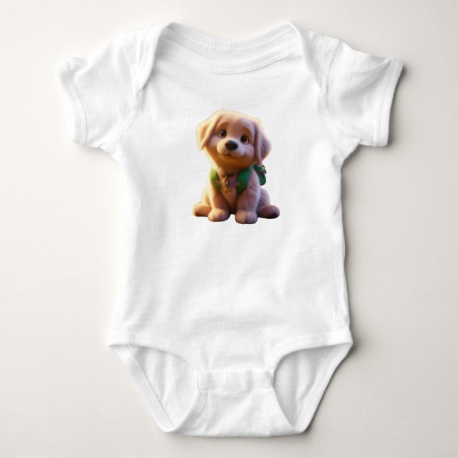 Cute Puppy, Golden Retriever, Baby BodysuitT-Shirt Baby Bodysuit (Front)
