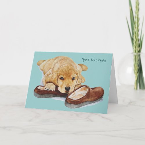 cute puppy golden retriever dog  thinking of you card