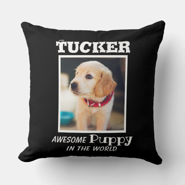 Cute Puppy Golden Retriever Throw Pillow (Front)