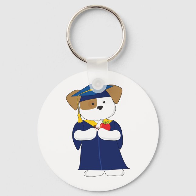 Cute Puppy Graduation Keychain (Front)