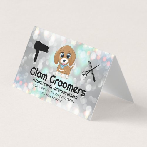 Cute Puppy  Hair Grooming Tools  Bokeh Business Card