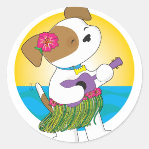 Cute Puppy Hawaii Classic Round Sticker