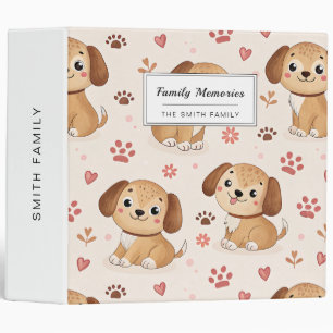 Cute Puppy Hearts Watercolor Pattern (1) 3 Ring Binder