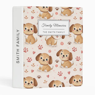 Cute Puppy Hearts Watercolor Pattern (1) Mini Binder