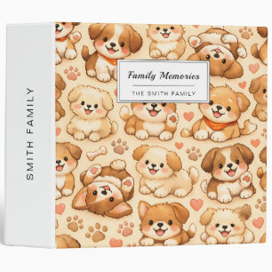 Cute Puppy Hearts Watercolor Pattern (2) 3 Ring Binder