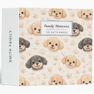 Cute Puppy Hearts Watercolor Pattern (3) 3 Ring Binder
