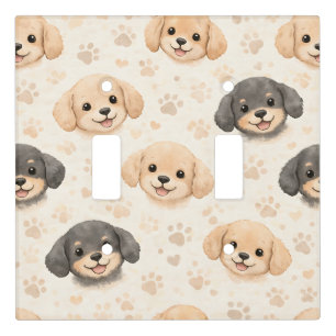 Cute Puppy Hearts Watercolor Pattern (3) Light Switch Cover
