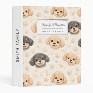 Cute Puppy Hearts Watercolor Pattern (3) Mini Binder