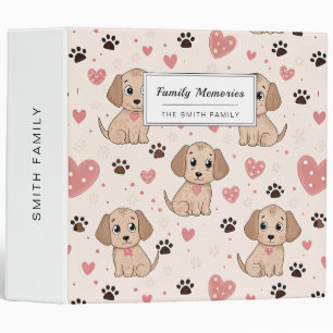 Cute Puppy Hearts Watercolor Pattern (4) 3 Ring Binder