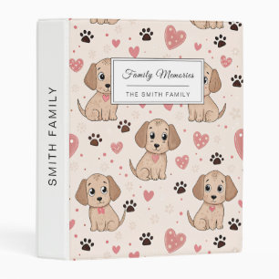 Cute Puppy Hearts Watercolor Pattern (4) Mini Binder