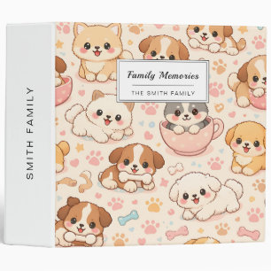 Cute Puppy Hearts Watercolor Pattern (5) 3 Ring Binder