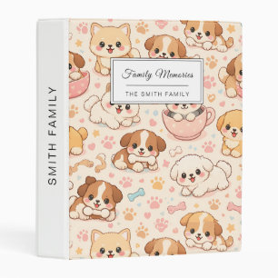Cute Puppy Hearts Watercolor Pattern (5) Mini Binder