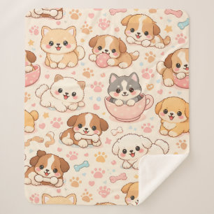 Cute Puppy Hearts Watercolor Pattern (5) Sherpa Blanket